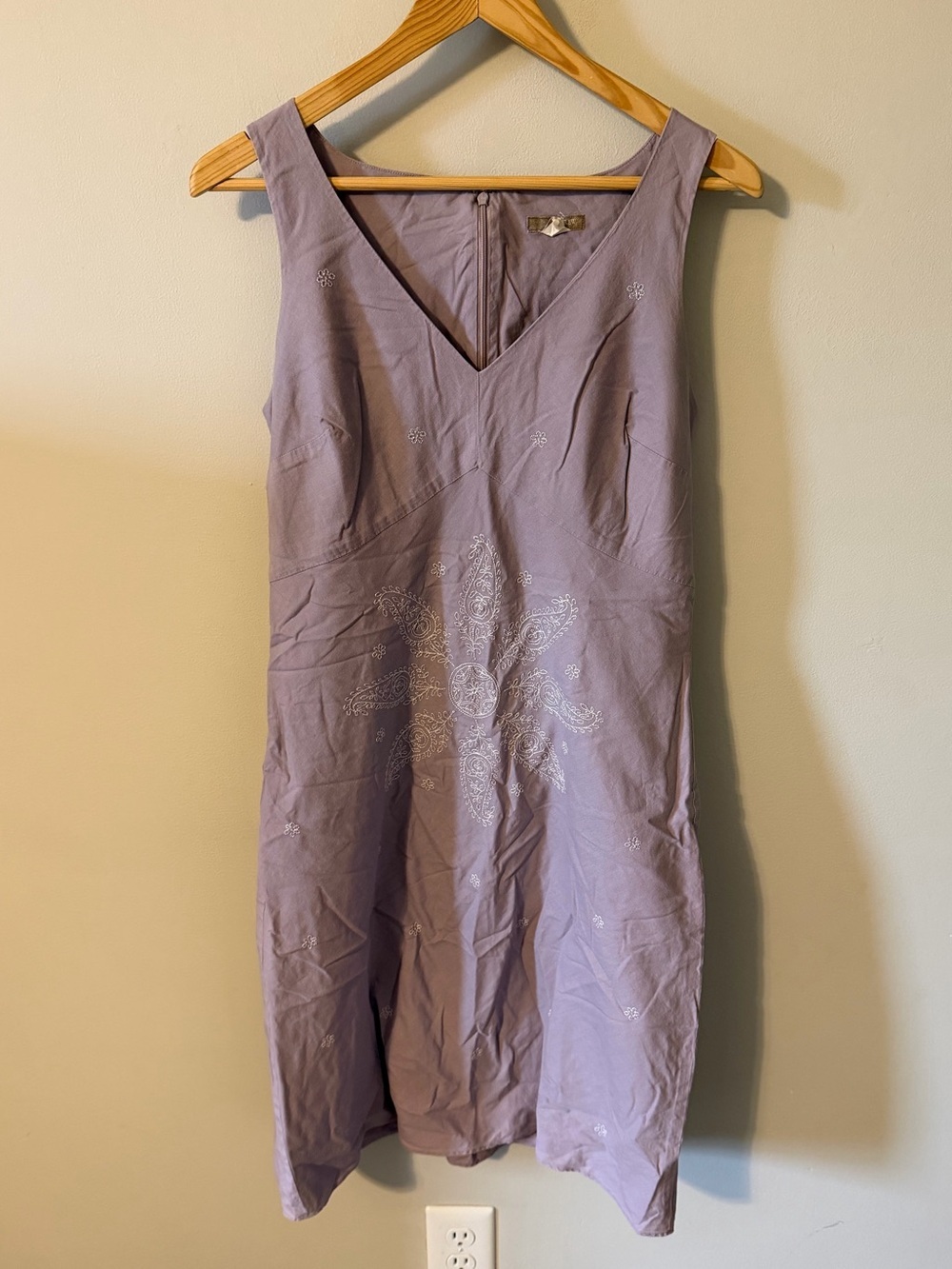 Vintage Y2K J Crew Embroidered Shift Dress Lilac